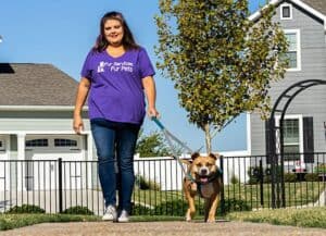 Dog walker with dog